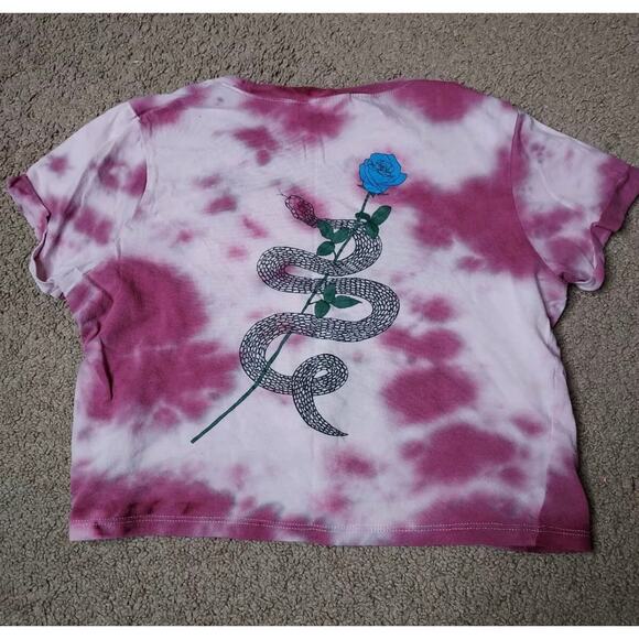 Empyre Juniors Size Small Tie Dye Crop Top T Shirt Snake & Rose - Picture 1 of 6